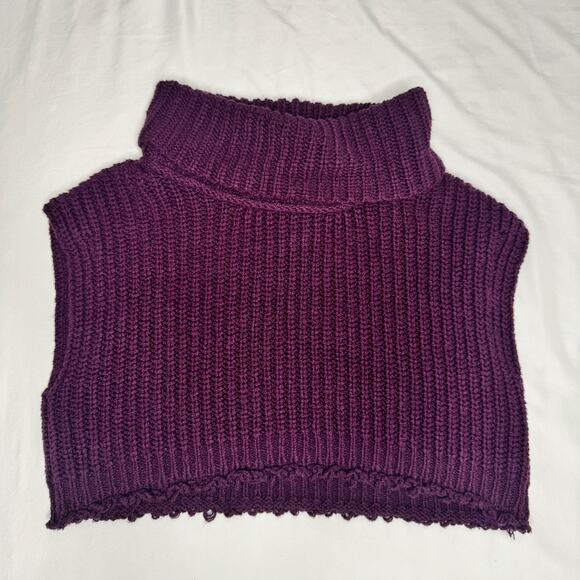 Free People Hunny Bunny Crop Sweater Women’s Large Purple Boho Dark Feminine - Picture 13 of 15